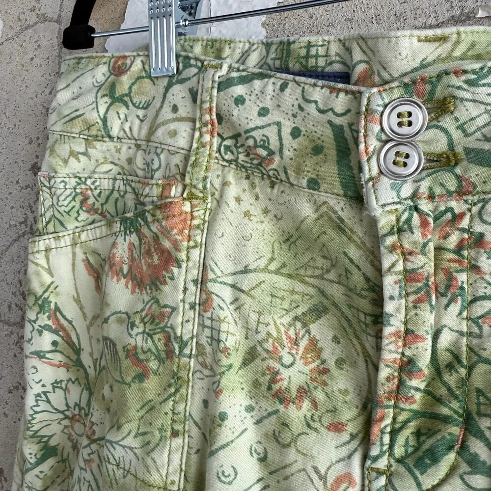 Anthropologie Pilcro Pants Green Floral Print‎ Low Rise The Wanderer Garden 29